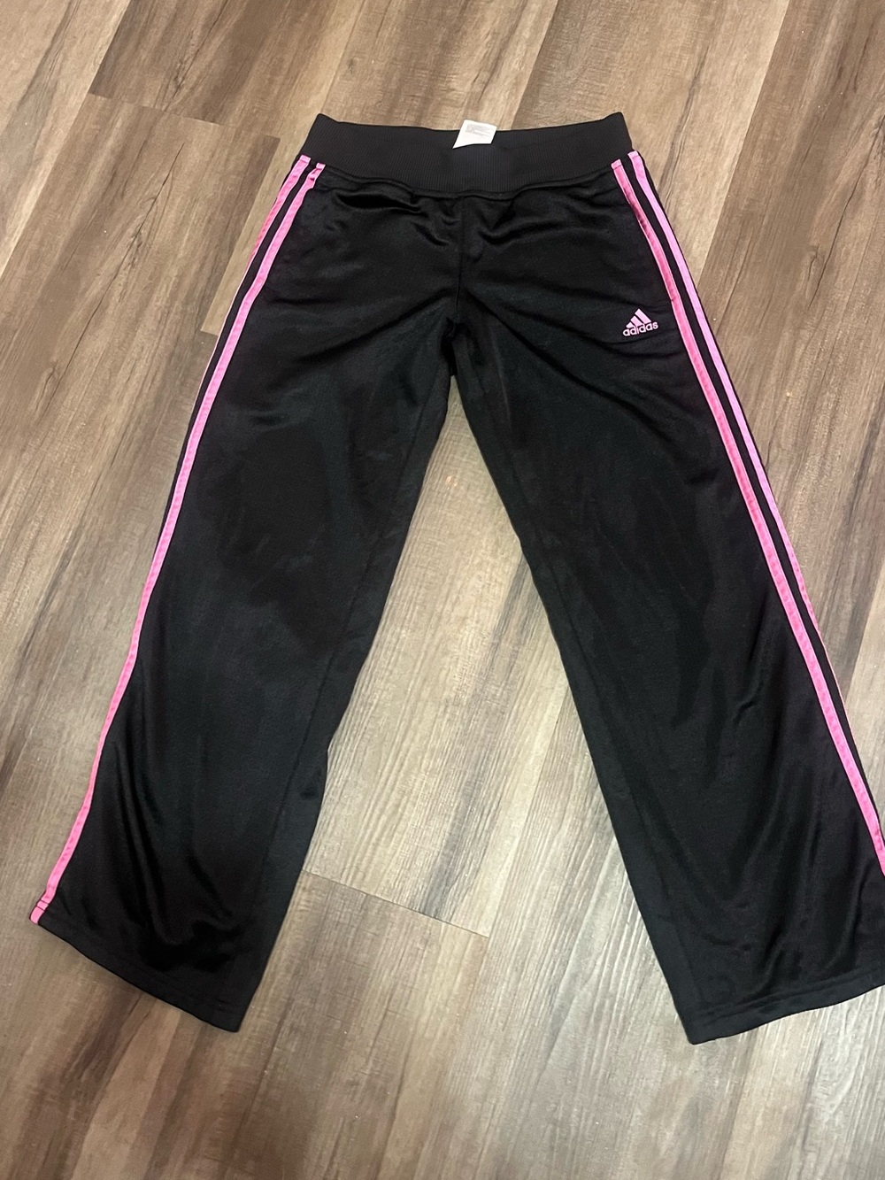 adidas Black Sweatpants with Pink Side Stripes